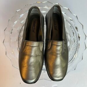 Coldwater Creek Metallic Silver Slip On Comfort‎ Loafers Shoes 6.5M